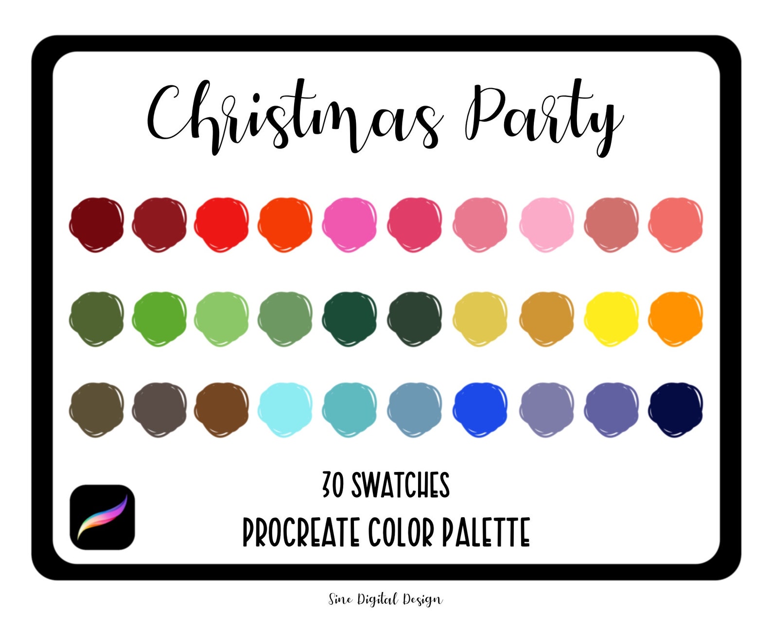 Christmas Party Color Palette for Procreate App Ipad Etsy