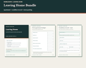 Leaving Home Bundle | First Apartment Checklist, Move In and Move Out Condition Record, Dorm Packing List | Fillable PDF