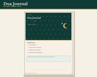 Dua Journal Printable, Blank Prompts for Personal Duas, Muslim Prayer Journal, Letter and A4