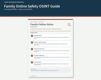 Family Online Safety OSINT Guide for Parents & Grandparents | Printable Scam and Privacy Checklist