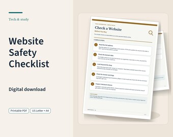 Website Safety Checklist | Printable Online Shopping Scam Research Guide