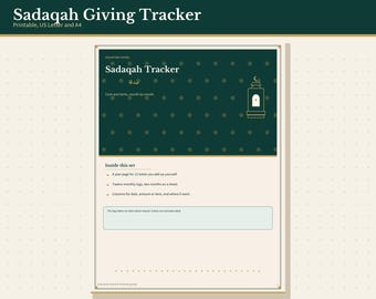 Sadaqah Giving Tracker Printable, Charity Log for Cash and Items, Letter and A4 PDF