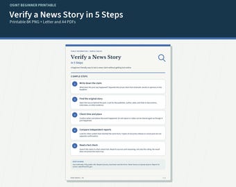 Verify a News Story in 5 Steps | Media Literacy and Fact Check Guide | Printable PDF and 8K PNG