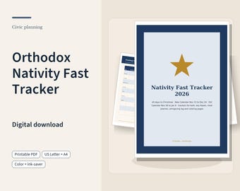 Orthodoxer Weihnachtskalender zum Ausdrucken 2026, Vierzig-Tage-Pläne für neue und alte Kalender