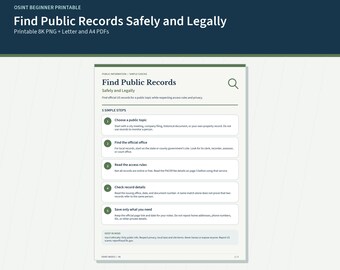Find Public Records Safely and Legally | US Beginner Guide to Official Sources | Printable PDF and 8K PNG