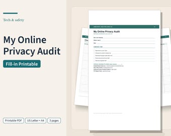My Online Privacy Audit, Fill-In Self-Check Worksheet and Removal Request Tracker, Printable PDF
