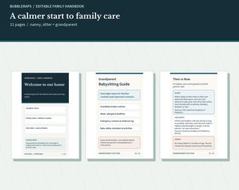 Editable Nanny, Sitter and Grandparent Babysitting Handbook | Fillable PDF | Letter + A4