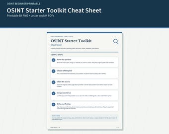 OSINT Starter Toolkit Cheat Sheet | 9 Free Public Information Tools Printable Guide