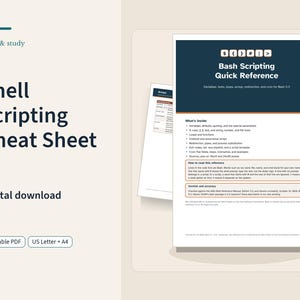 Shell Scripting Cheat Sheet Printable, Variables, Loops, Tests and Redirection, Command Line Desk Reference PDF