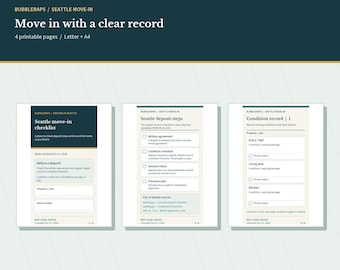 Seattle Move-In Checklist & Condition Record | Deposit Steps, Printable Letter + A4 PDF