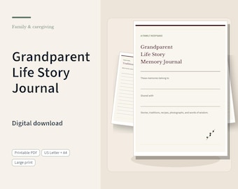 Grandparent Life Story Journal | Large Print Printable Family Memory Prompts