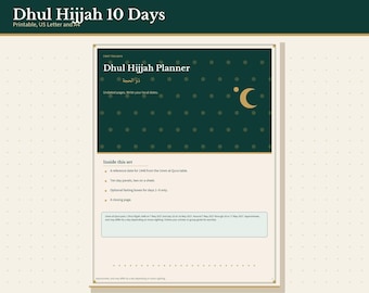 Dhul Hijjah First 10 Days Planner Printable, Undated Daily Pages, Letter and A4 PDF