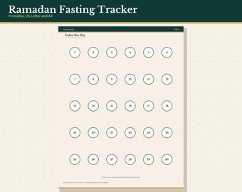 Ramadan Fasting Tracker Printable, Simple 30 Day Fasting Log, Letter and A4 PDF