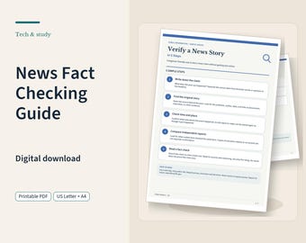News Fact Checking Guide | Five Printable Steps for Reviewing a Story and Its Sources