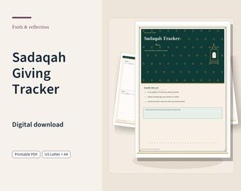 Sadaqah Giving Tracker Printable, Monthly Charity Log and Year Summary, US Letter and A4 PDF
