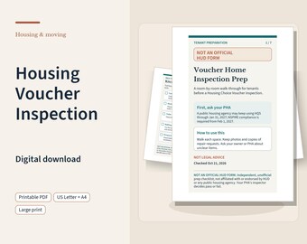 Housing Voucher Inspection Prep Checklist | Printable Tenant Room Review and Repair Notes