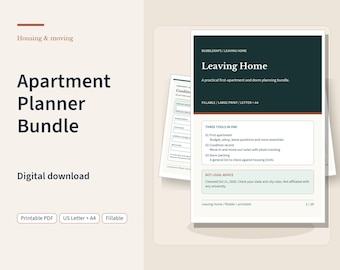 First Apartment and Dorm Planner Bundle | Fillable Moving Checklist and Condition Record