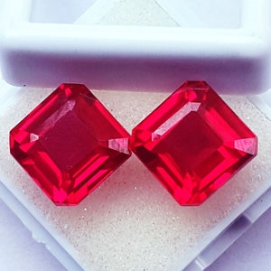 8-10 ct,Natural Red Ruby Octagon Shape Loose Gemstone Pair:  Mozambique Origin