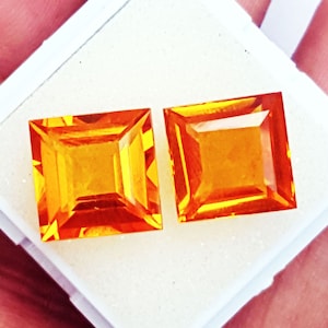 Coppia di gemme sfuse certificate di zaffiro arancione naturale da 8 a 10 carati, con consegna gratuita e certificato gratuito.