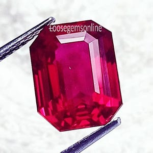 Rubí natural de 8 a 10 quilates, talla radiante, gema suelta certificada.