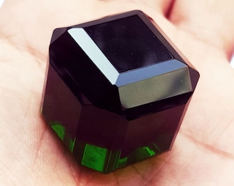 140-150 Ct Loose Green Topaz Cube Gemstone - Lab-Created, Certified, Eye Clean (Brazil Origin)