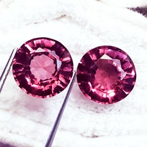 Round Shape Loose Gemstone Natural Rhodolite Garnet Pair 8 to 10 Ct Certified