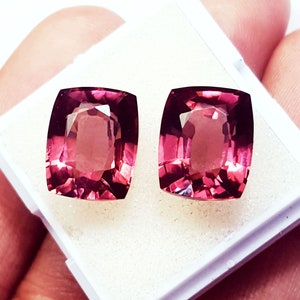 Natural Rhodolite Garnet Pair 8 to 10 Ct Cushion Loose Gemstone Certified With Free Shipping