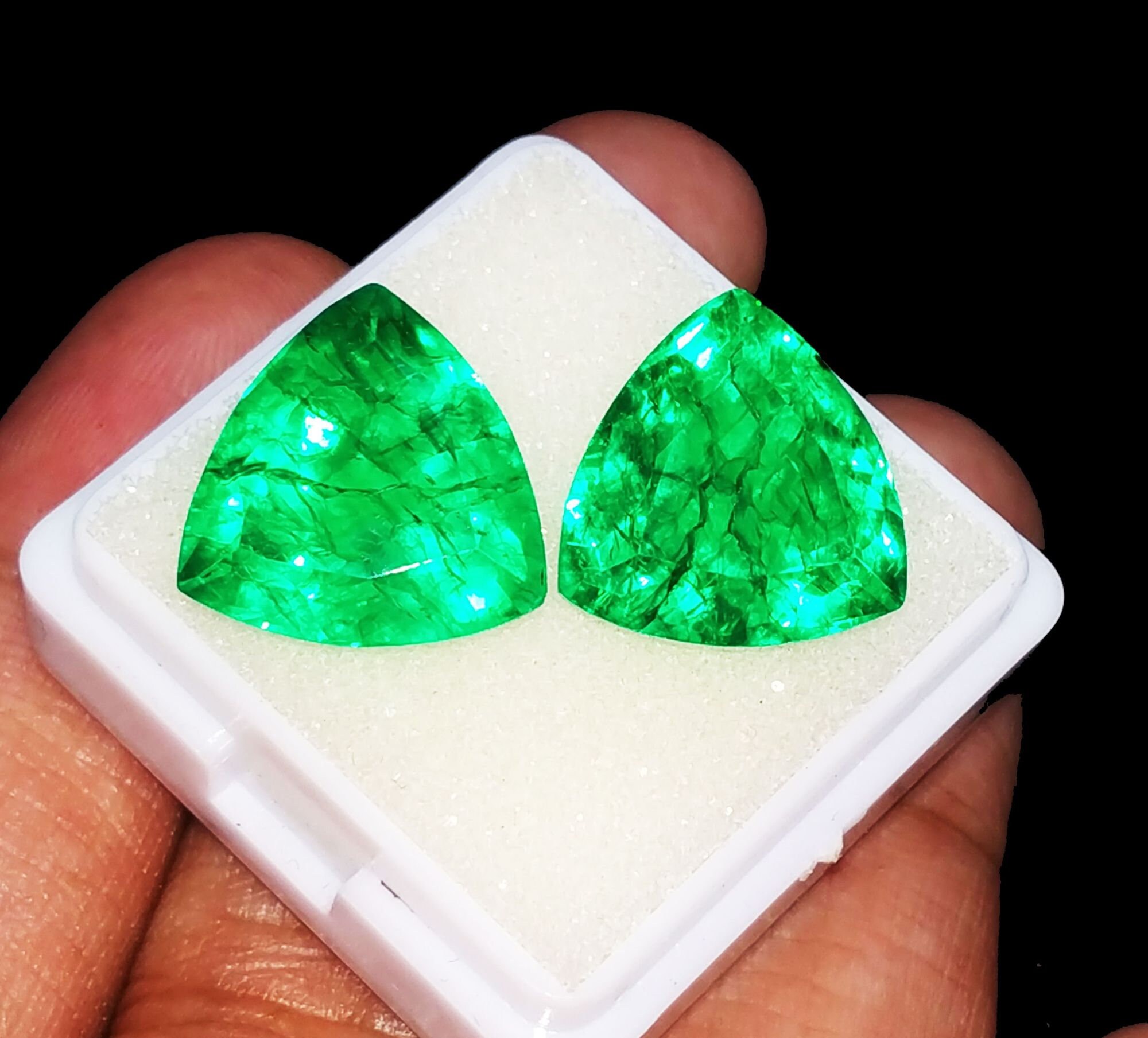 Certified Loose Gemstone Natural Emerald Trillion Pair 8 to 10 Etsy