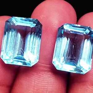 Aquamarin-Paar zertifiziert 10 bis 12 Ct Erstaunliche Smaragdform mit kostenloser Lieferung und kostenlosem losem Edelsteinzertifikat