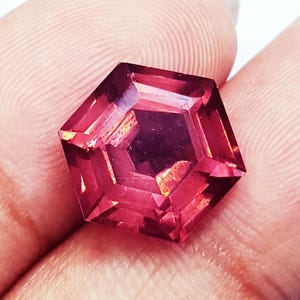 8 to 10 Ct Loose Gemstone Natural Rhodolite Garnet Hexagon Shape Single Certificate with free shipping