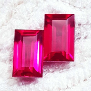 Natural Red Ruby 6 to 8 Ct Baguette Shape Pair Certified Loose Gemstones