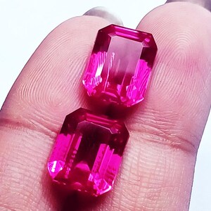 Smaragdform Loses Edelstein Natürliches Rosa Saphir-Paar 8 bis 10 Ct Mit Zertifikat