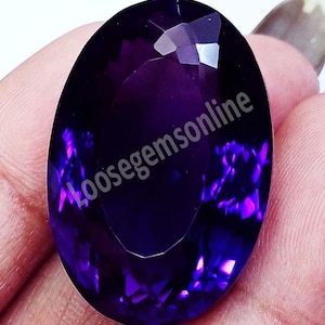 Natural Violet Amethyst 60 to 70 Ct Oval Shape Enhanced Loose Gemstones Certified