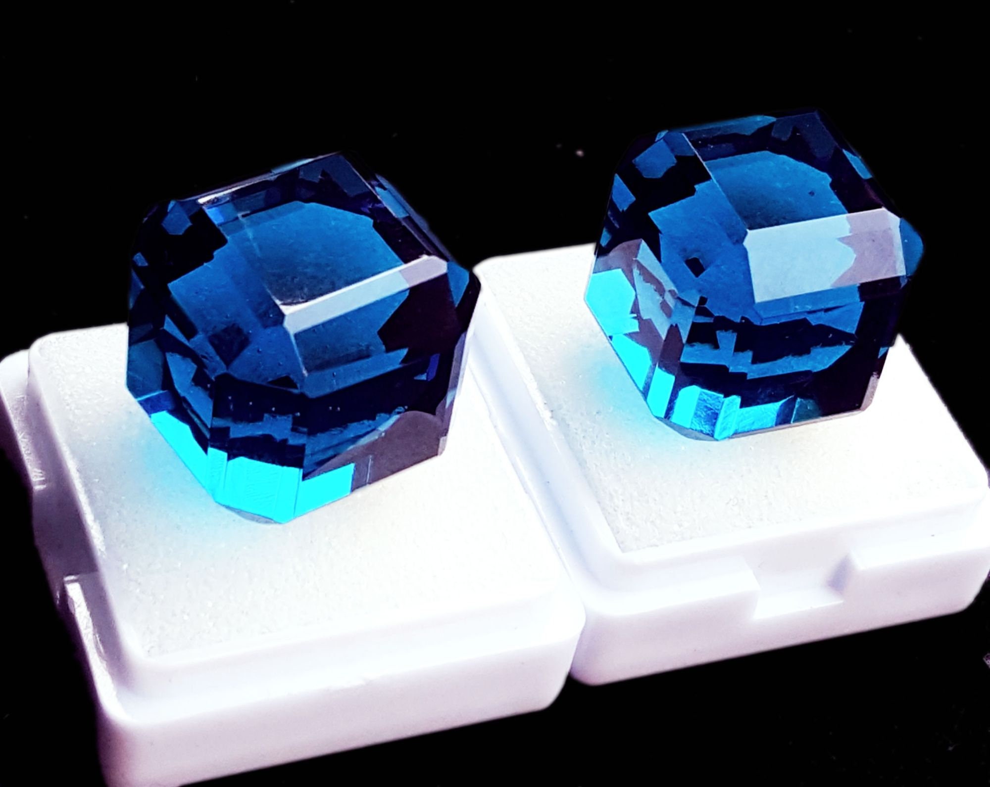 Loose Blue Topaz Pair Gemstone Certified Cube 50 Ct to 60 Ct Etsy UK