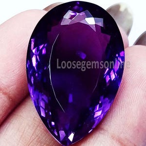 Certified 60 to 65 Ct Natural Violet Amethyst Loose Gemstone Pear Shape
