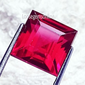 Rubino rosso naturale da 9 ct, pietra preziosa sciolta di forma quadrata con certificato
