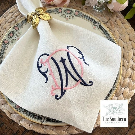100 Linen Monogrammed Napkins Monogram Couture Your Etsy