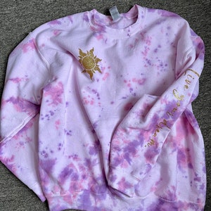 Rapunzel Crewneck Sweatshirt | Live Your Dream | Tangled | Disney | Tie Dye | Pink Purple Gold