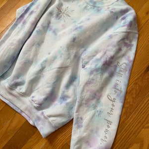 Elsa Crewneck Sweatshirt | Step Into Your Power | Frozen Frozen 2 | Disney | Tie Dye | Blue Purple Silver
