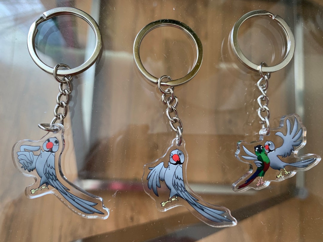 3 Keychains Indian Ringneck Keychain Green Cheek Conure Etsy