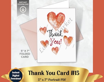 Printable Thank You Card Digital Download: Gratitude Greeting Card for ...