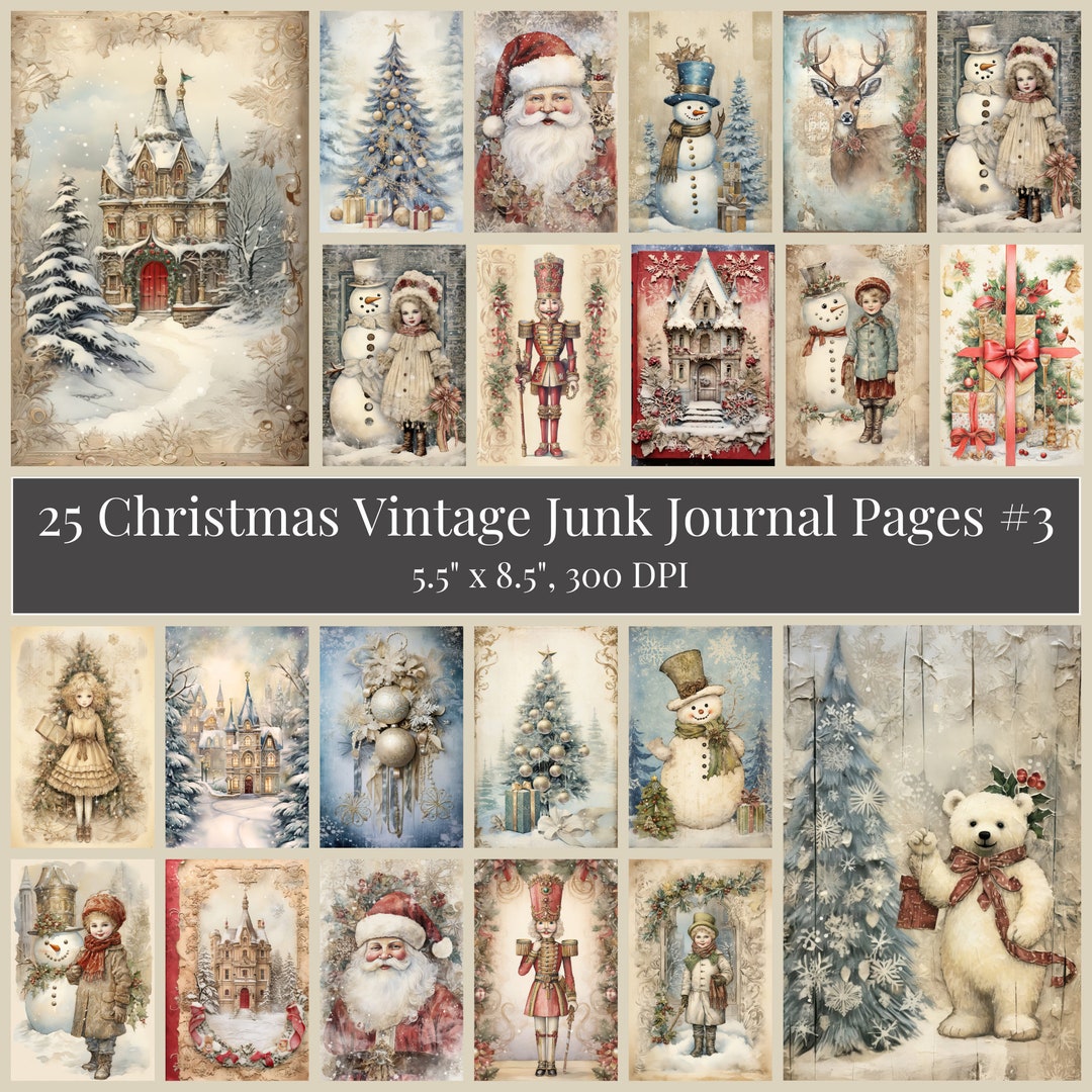 Vintage Christmas Junk Journal Digital Download: 25 Pages, Classic ...