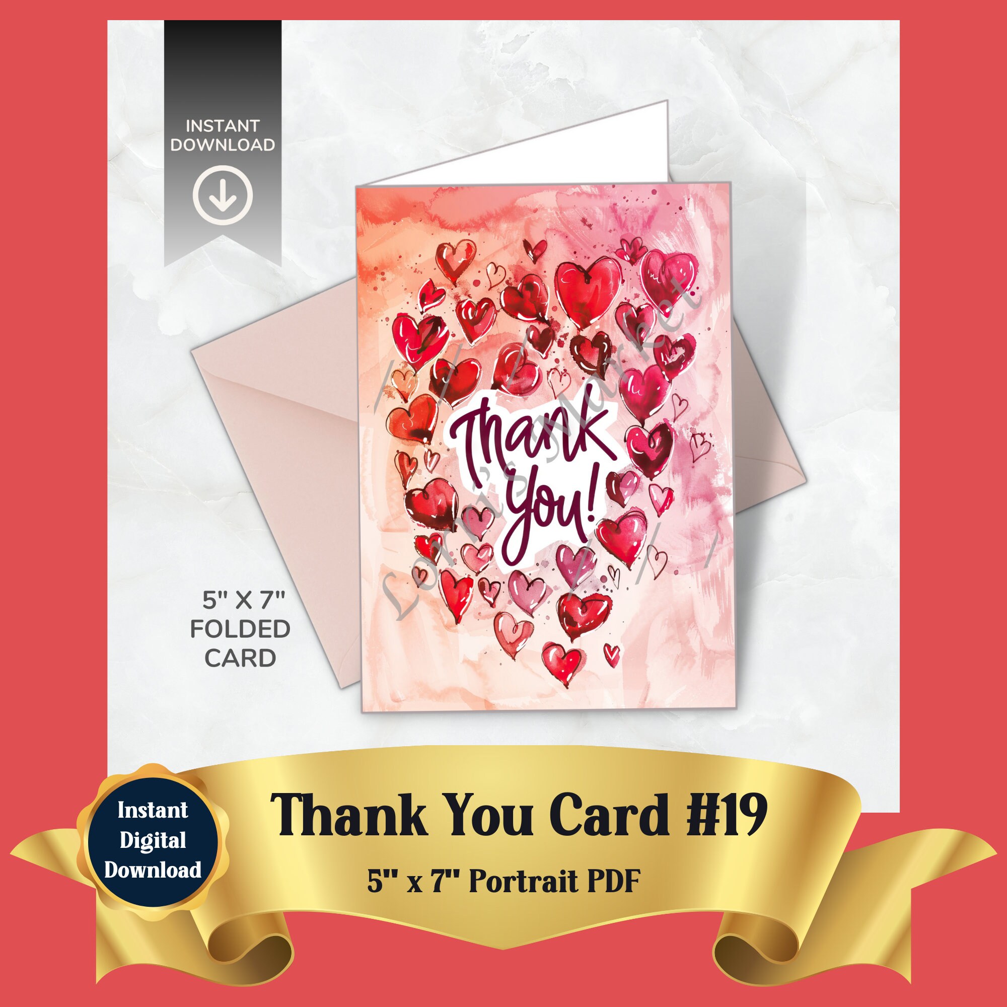Printable Thank You Card Digital Download: Gratitude Greeting Card for ...