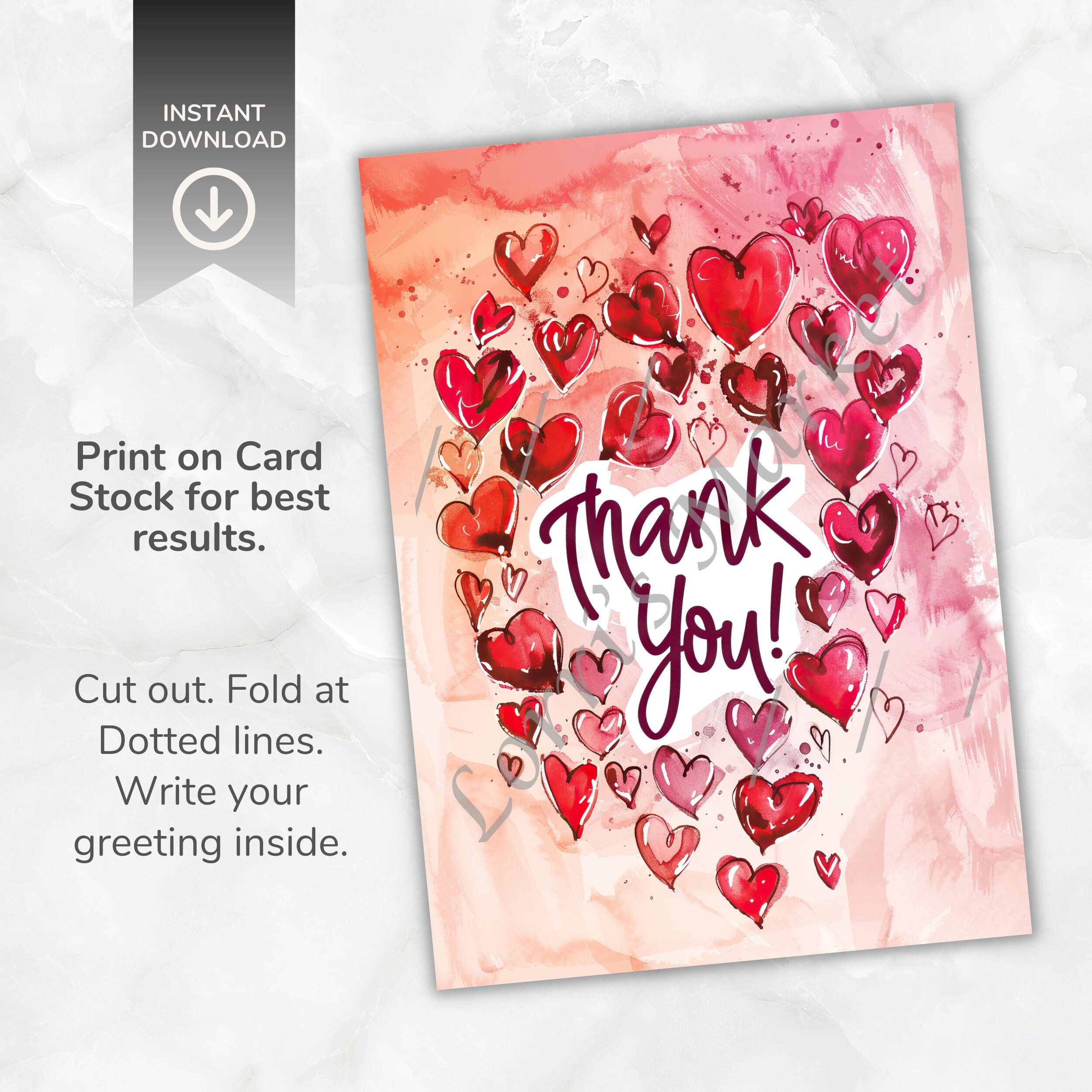Printable Thank You Card Digital Download: Gratitude Greeting Card for ...
