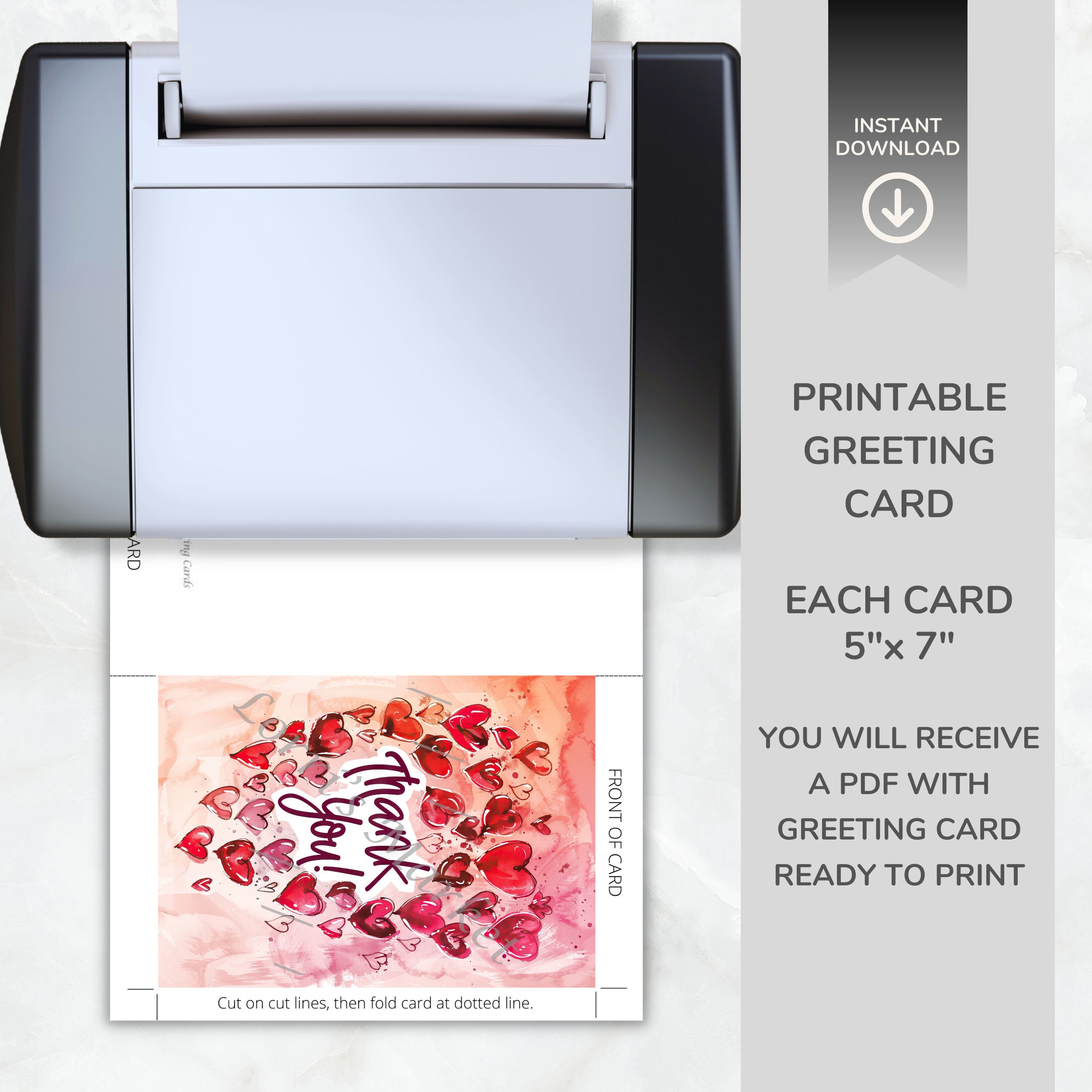 Printable Thank You Card Digital Download: Gratitude Greeting Card for ...