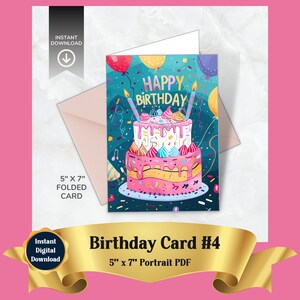 Druckbare Geburtstagskarte, digitaler Download: Festliche Grußkarte für alle Altersgruppen, PDF, zu Hause ausdrucken, Geschenkidee für Freunde, Familie, Kinder