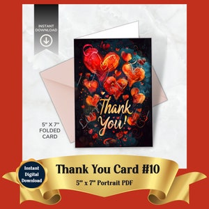 Cartão de agradecimento para impressão Download digital: Cartão de agradecimento para agradecimentos pessoais e profissionais, PDF de alta resolução, imprimir em casa