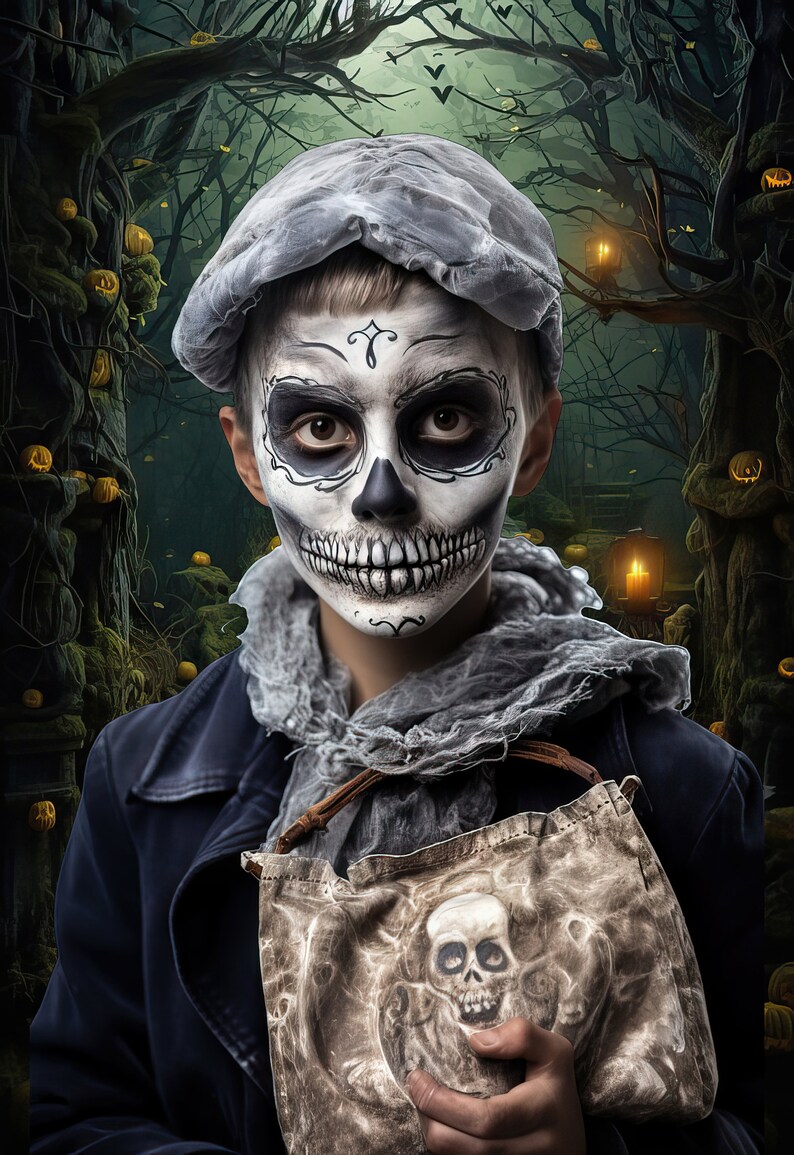 Spooky Halloween Digital Backdrops: Haunted Houses, Graveyards