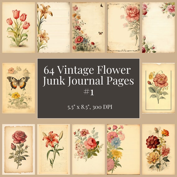 ジャンクジャーナル　ビンテージフラワー ジャンクジャーナルビンテージフラワー