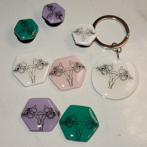 Mind Your Own Uterus Pin, Keychain or Croc charms